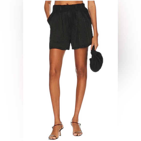 Enza Costa New Faded Utility 100% Linen Shorts Black Size 1 / Small - Picture 1 of 5